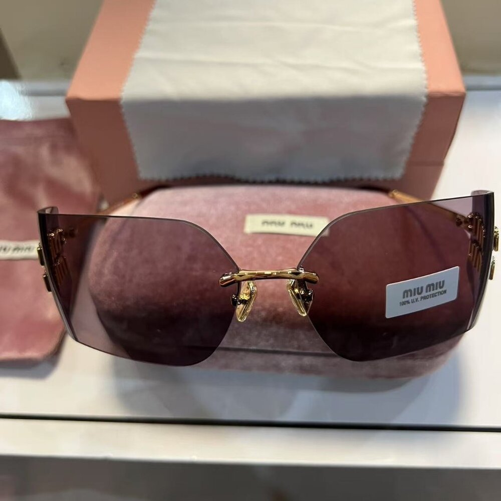 MIU MIU MU54YS 5AK06I Gold/Light Purple Brown 80-14-110 Sunglasses New Authentic